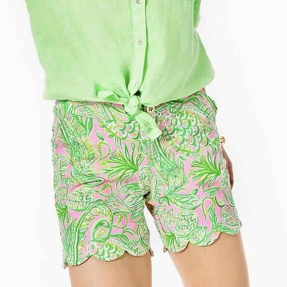 Lilly Pulitzer Darci Knit Shorts Mandevilla Baby Fins And Flippers Size 6 - Picture 1 of 10